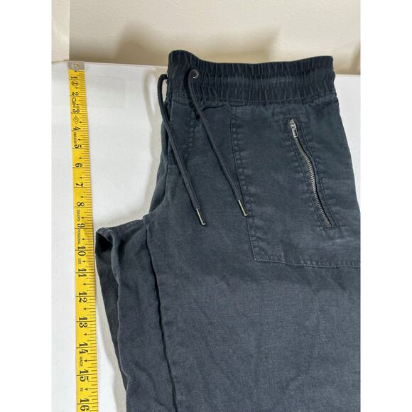 Athleta Pants Womens 8P Black Cabo Linen Wide Leg Pull On Casual Vacation Staple - Picture 8 of 9